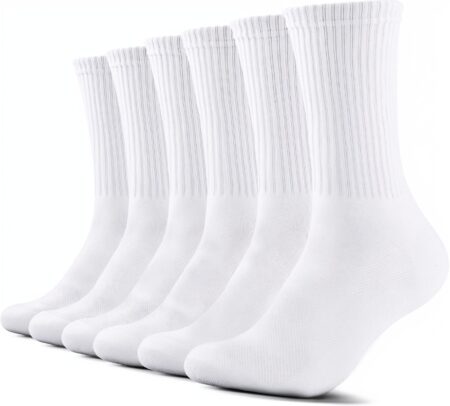 6 Pairs Men’s White Sports Socks